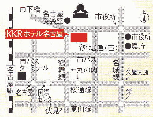 ＫＫＲホテル名古屋（国家公務員共済組合連合会名古屋共済会館）周辺地図