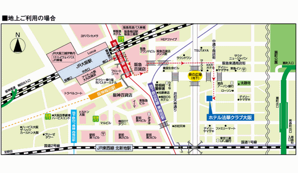 ホテル法華クラブ大阪周辺地図
