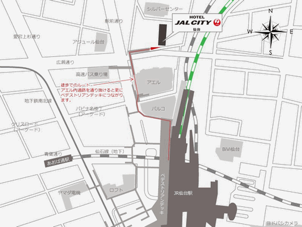 ホテルJALシティ仙台の周辺地図