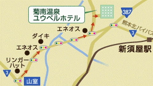 菊南温泉ユウベルホテル周辺地図