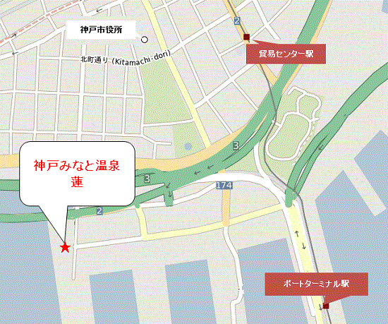 神戸みなと温泉 蓮周辺地図