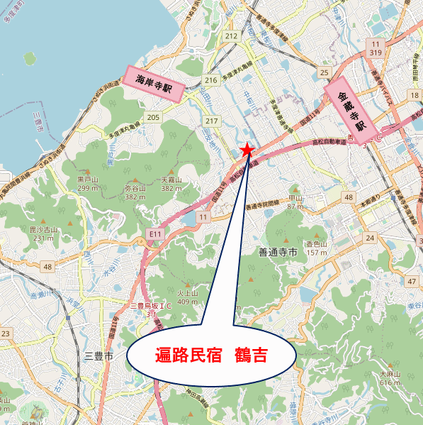 遍路民宿 鶴吉周辺地図